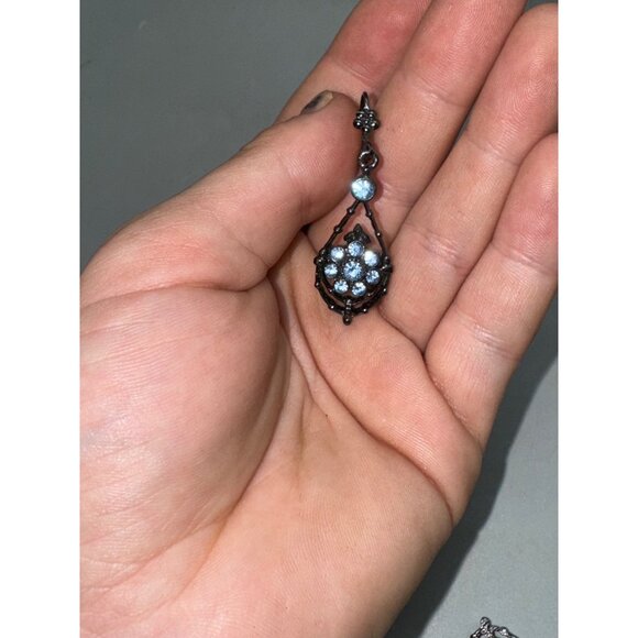 Vintage-Inspired Silver-Tone Drop Earrings With Sparkling Clear Rhinestones - Picture 4 of 4